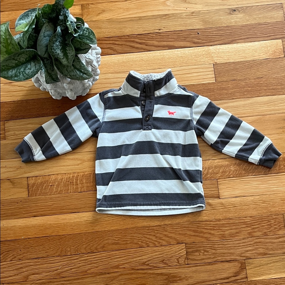 Striped Gray and White Fleece Pullover Shirt, size 2T